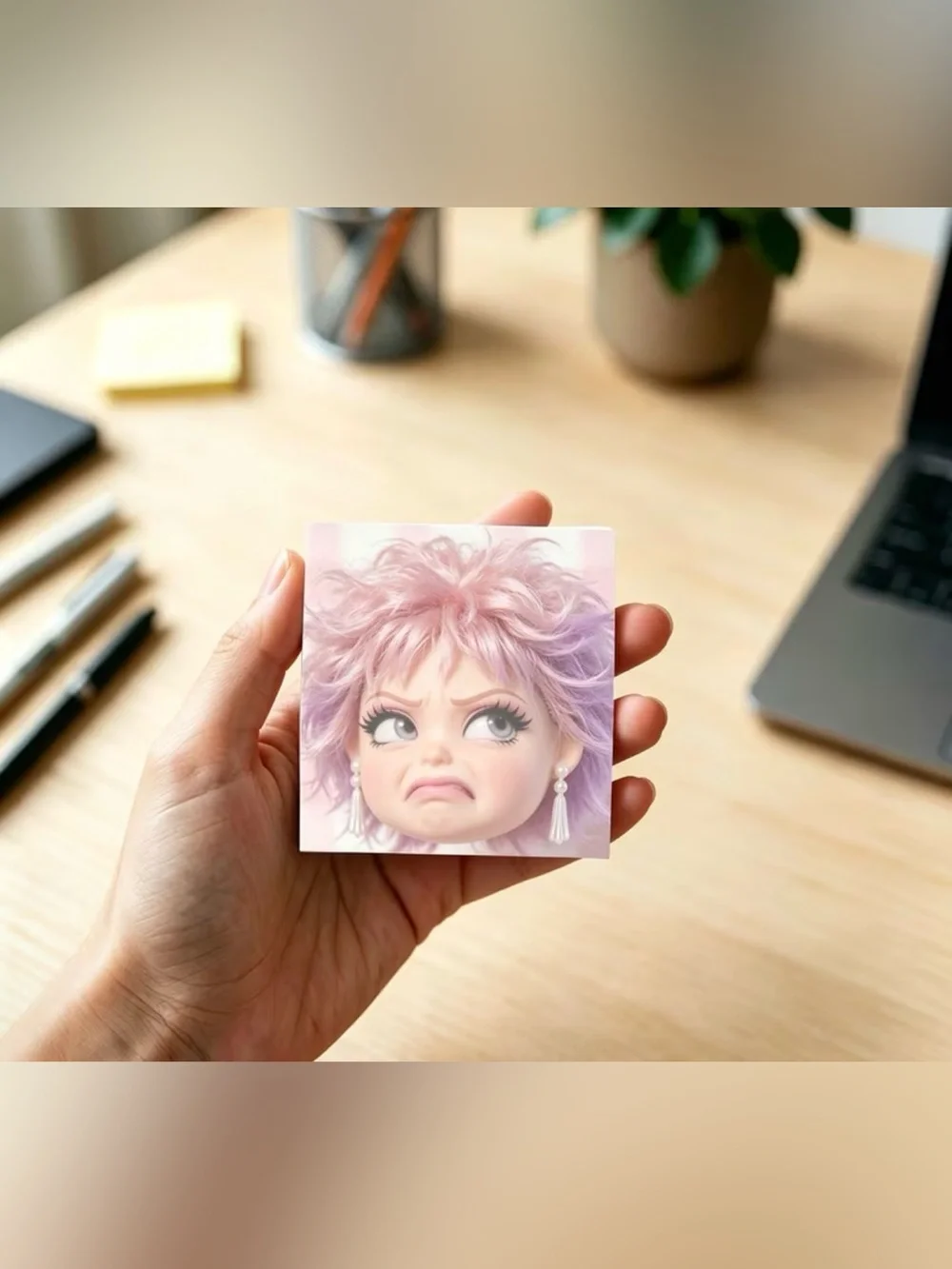 Funny Doll Face Sticky Note Pad 50 Sheets